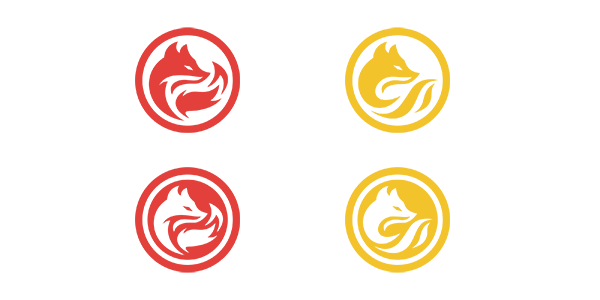 Crests of the Scorching Fox Clan (left) and Infinite Fox Clan (right). The Scorching Fox Clan consists of Extraverted Thinkers (top) and Introverted Thinkers (bottom), while the Infinite Fox Clan consists of Extraverted Feelers (top) and Introverted Feelers (bottom).